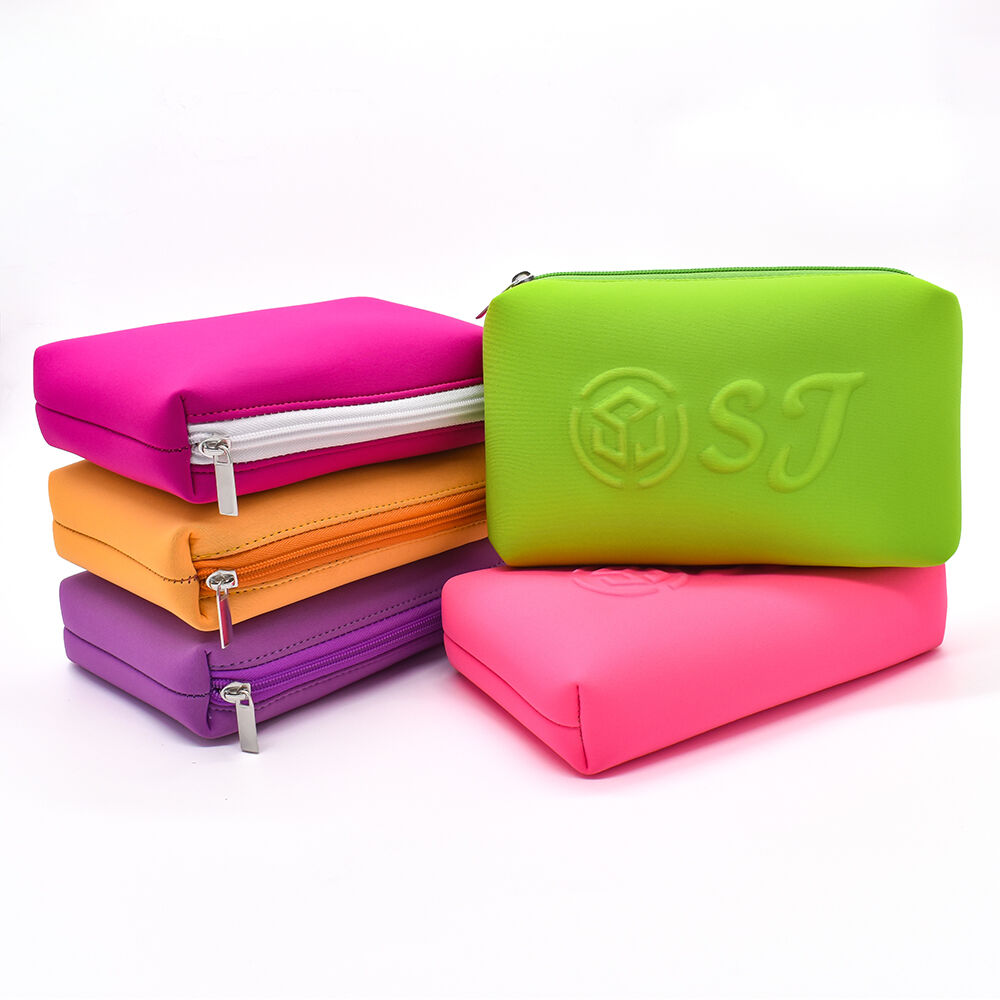 Purple Cosmetic Organizer Bags Small Travel Makeup Storage Bag Neoprene Zipper Pouch