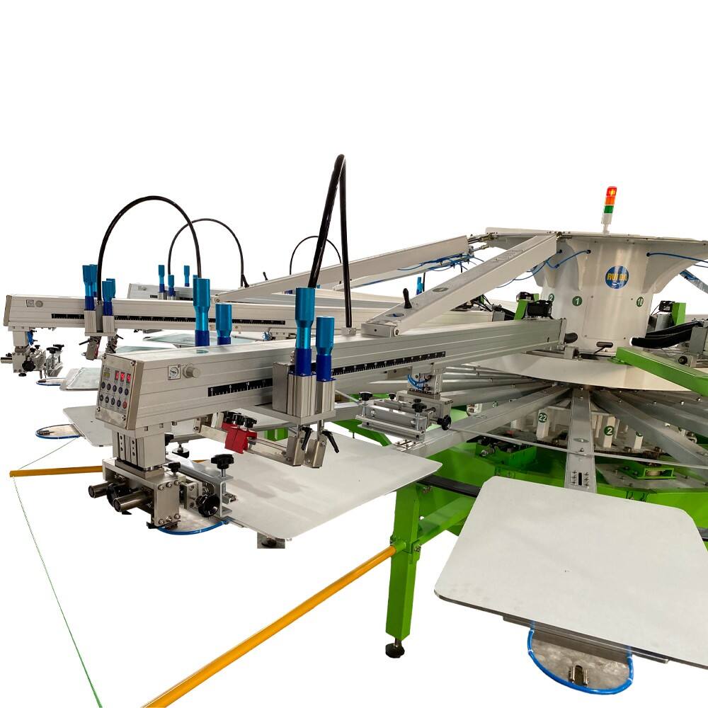 10色22ステーション自動Tシャツシルクスクリーン印刷プレス機 – 高効率