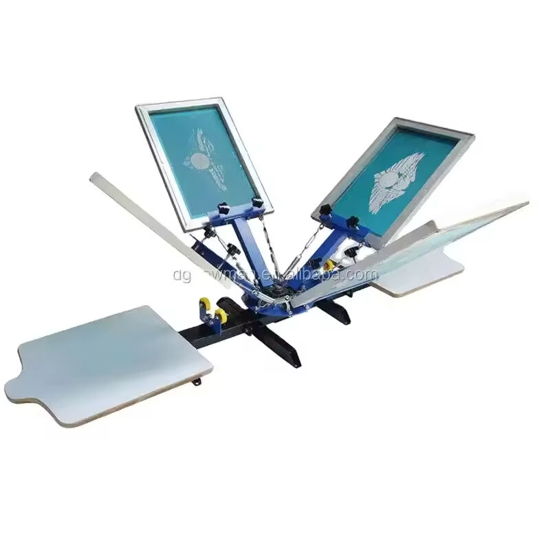 4-Color 2-Station Rotary Screen Printing Machine | Manual Tabletop Press for T-Shirts, Bags, Textiles | NS402-S Model