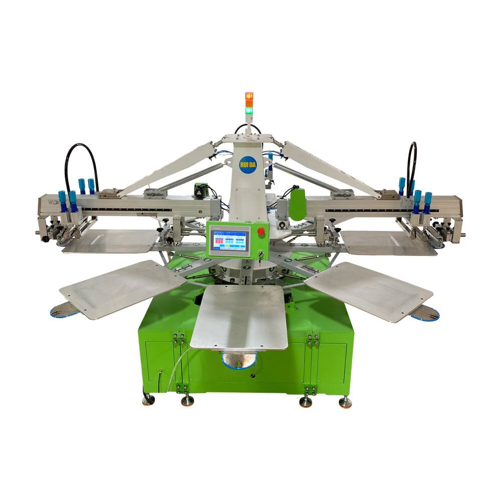 DGRUIDA NM3080 Full Set 3-Color 8-Station Automatic Silk Screen Printing Machine – High-Precision T-Shirt Printer