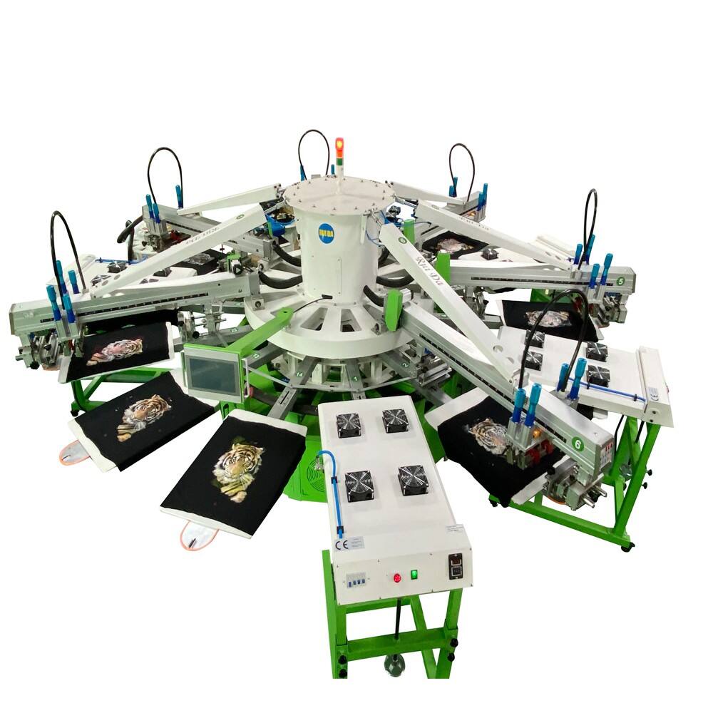 Automatic 6 Color 14 Station T-Shirt Silk Screen Printing Machine | Ruida Octopus Flat Press