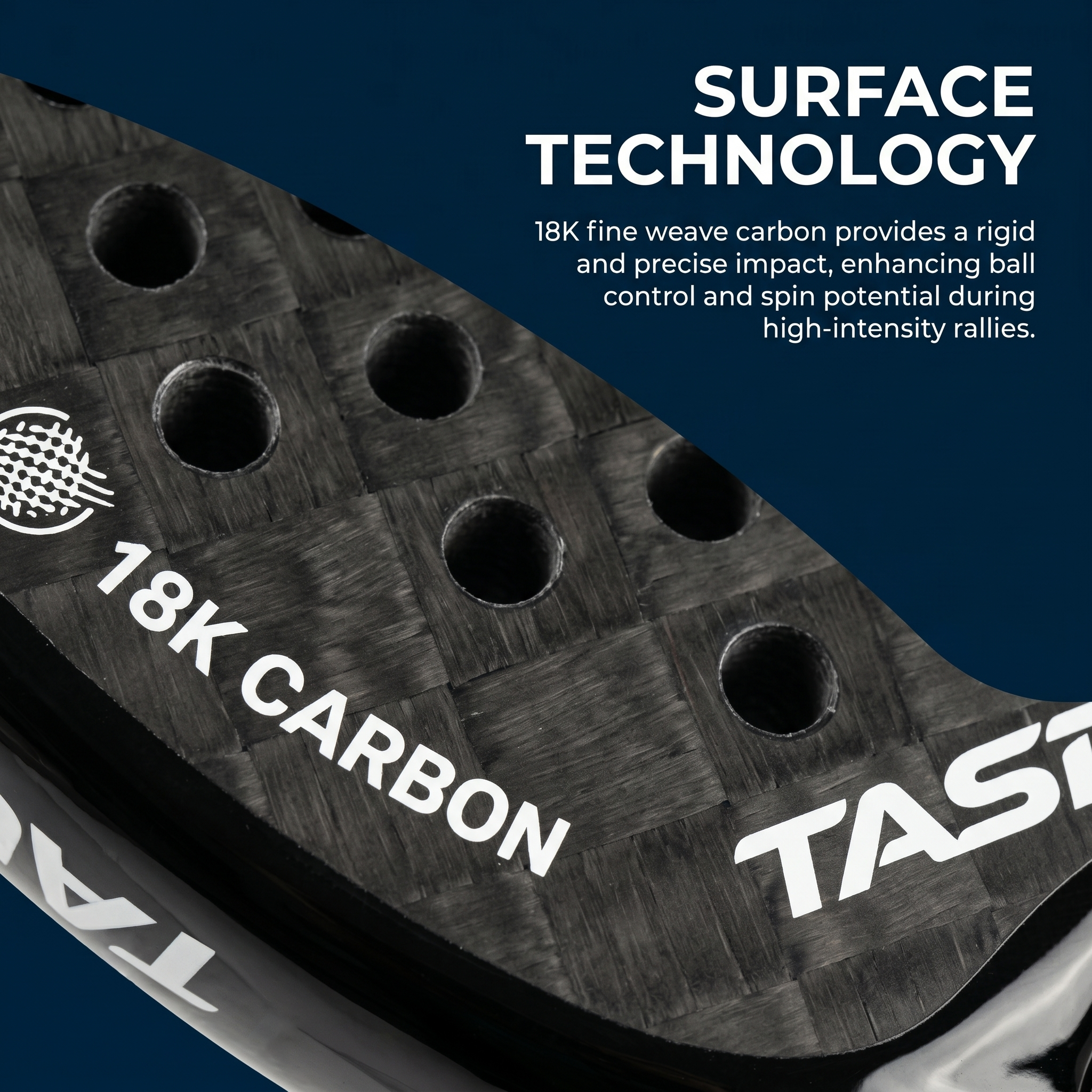 Taspo Apex Pro X Padel Racket - 18K Carbon Fiber Diamond Shape with Black EVA for Pro Players