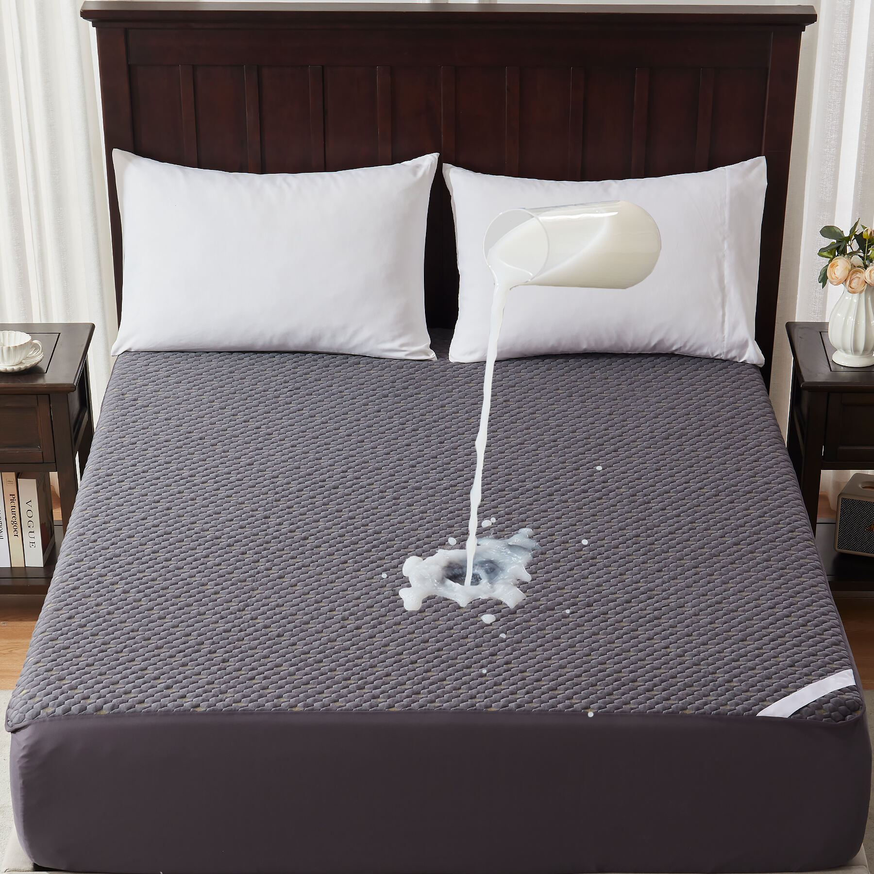 Premium 100% Waterproof Mattress Protector,Breathable Mattress Cover Queen Size Bed,3D Air Fabric Bed Pad Cover, Deep Pocket 6