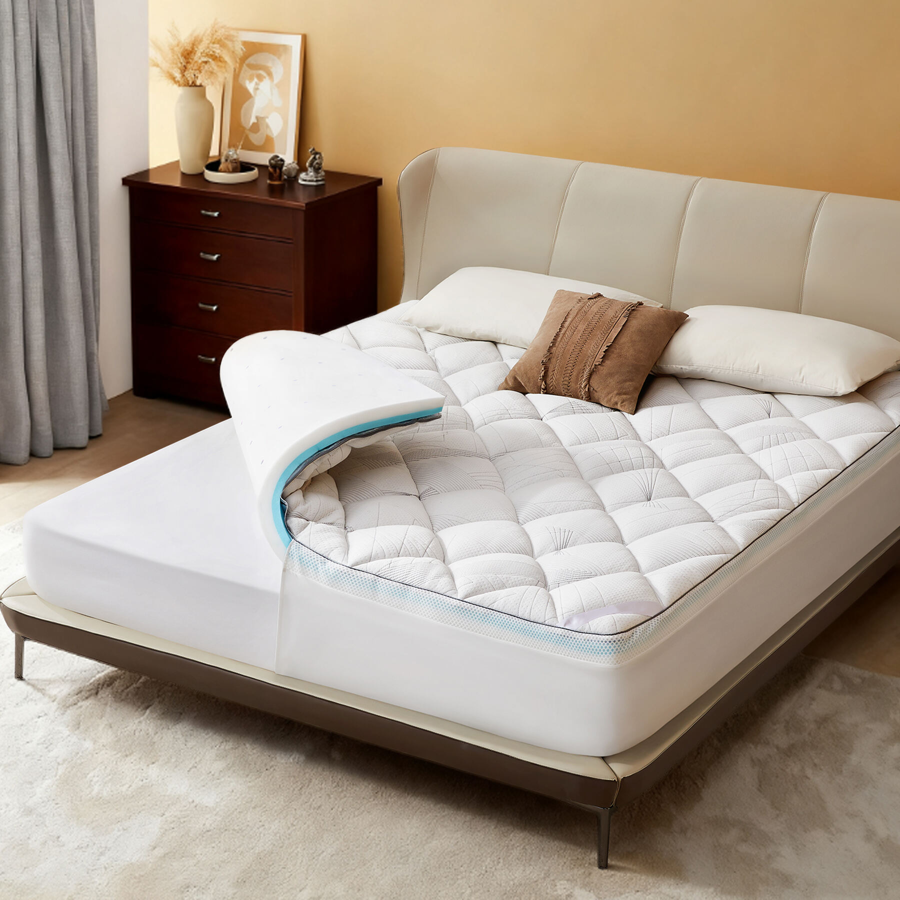 4-Inch Mattress Topper for Back Pain - Dual Layer Medium Support (2