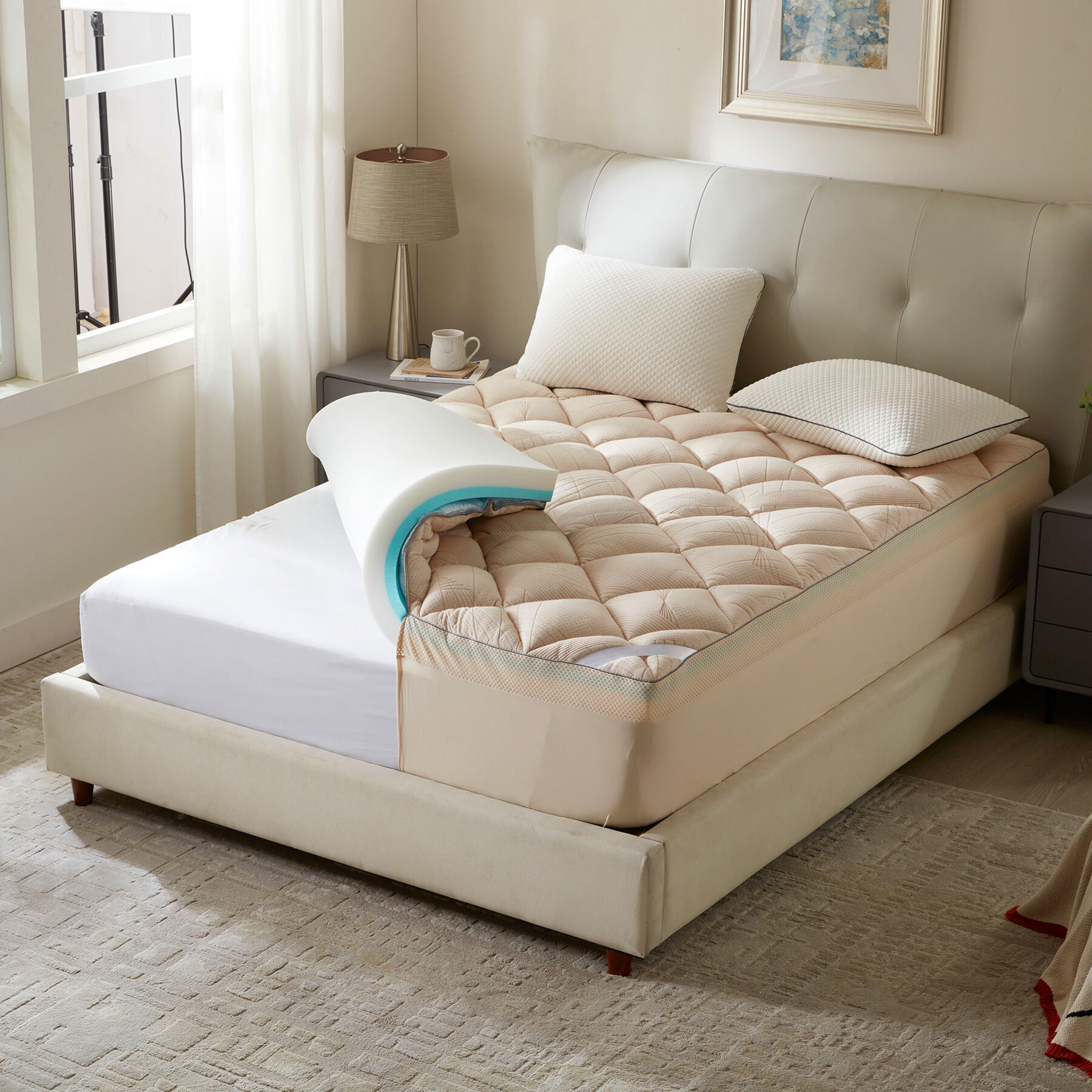4-Inch Mattress Topper for Back Pain - Dual Layer Medium Support (2
