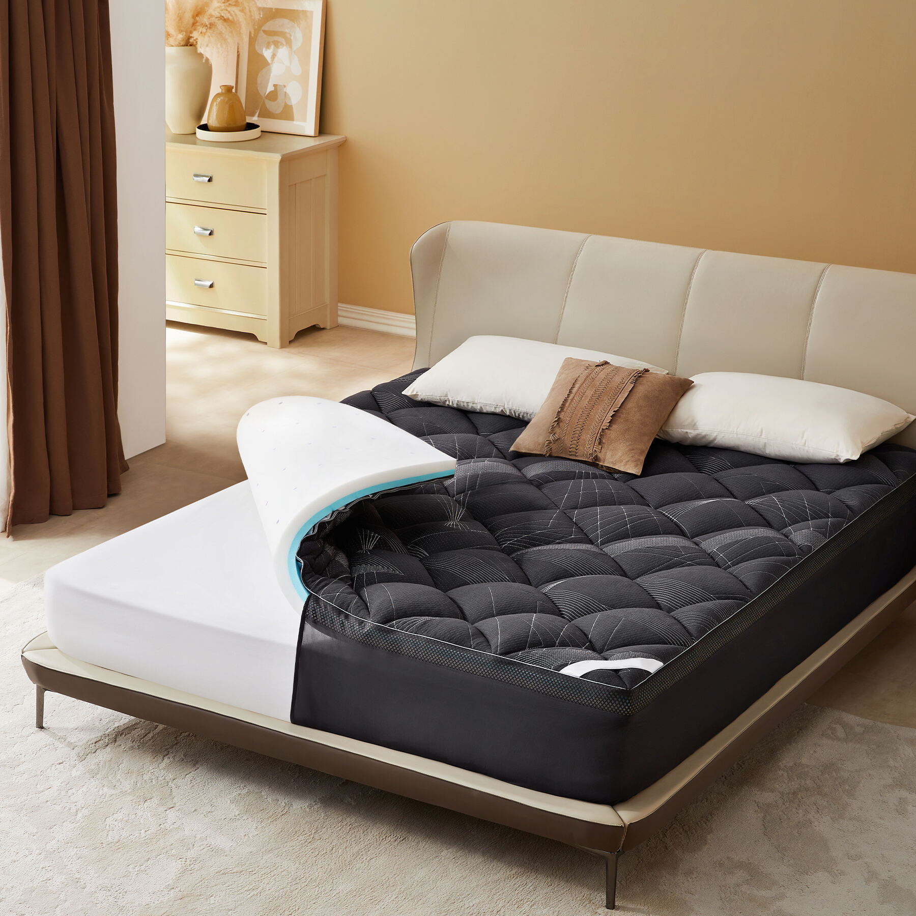 4-Inch Mattress Topper for Back Pain - Dual Layer Medium Support (2