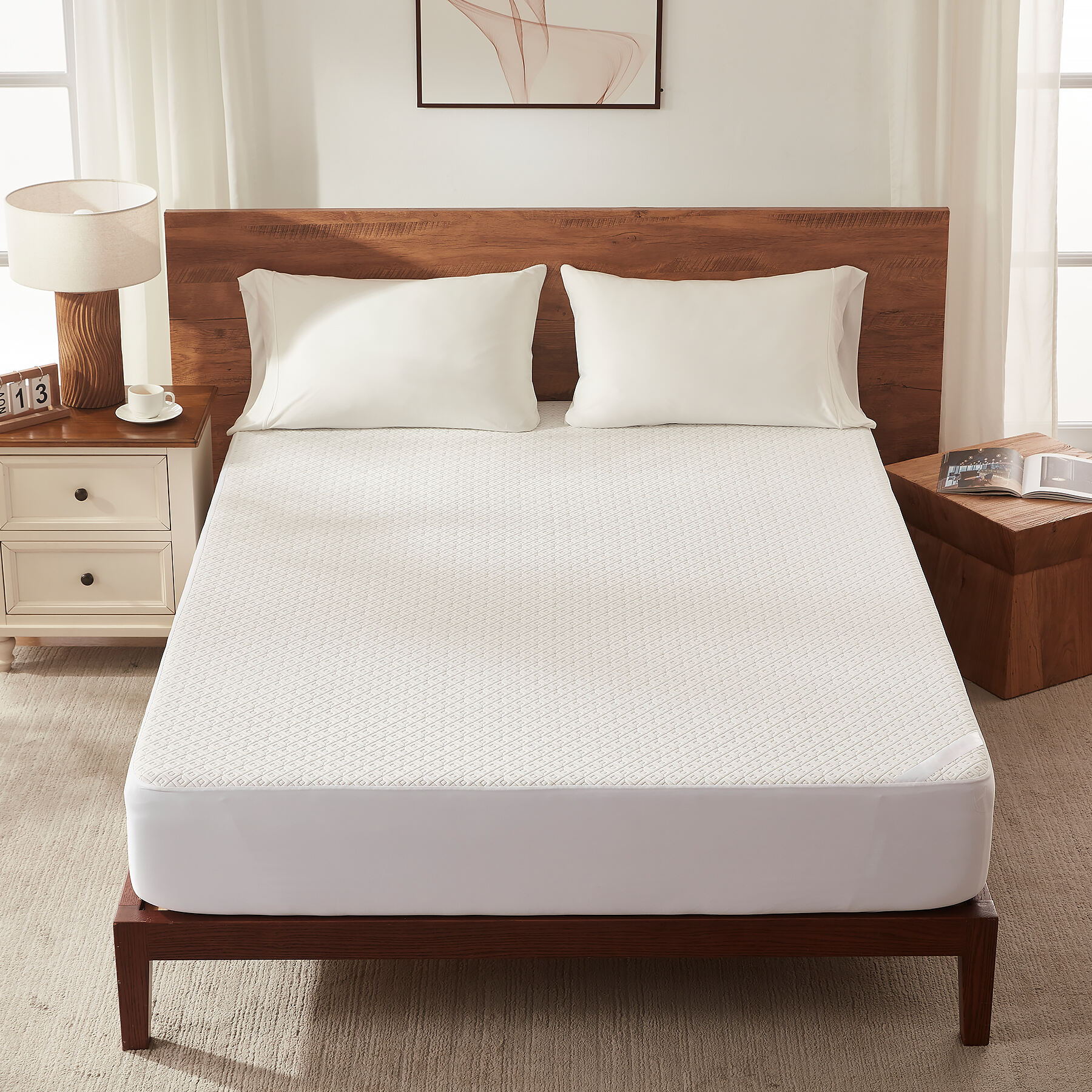 MUSEN Waterproof Mattress Protector,Breathable Noiseless Mattress Cover Fits 6