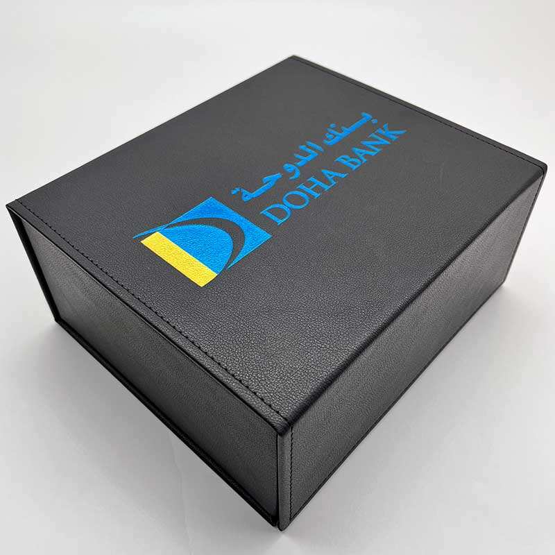 Custom Leather Box Packaging for Luxury Products Bespoke Black Leather Gift Packaging Handmade Magnetic Closure Rigid Boxes 