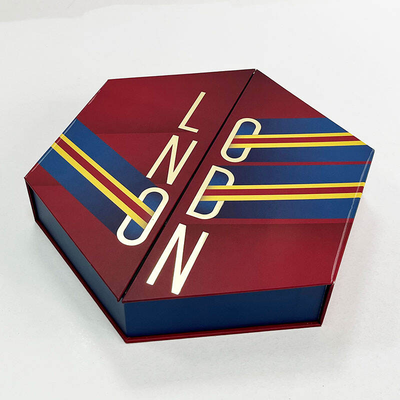 Cream Color Hexogonal Multi Faces Style Sample Cosmetic Glass Jar Perfume Bottle Paper Packaging Carton Paper Box with Foil Hot