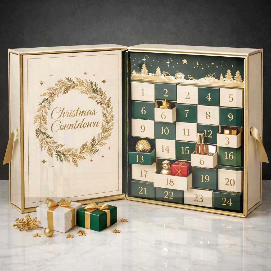 Factory Wholesale Christmas Luxury Advent Calendar Packaging Box Cosmetic Advent Calendar With Drawers Box