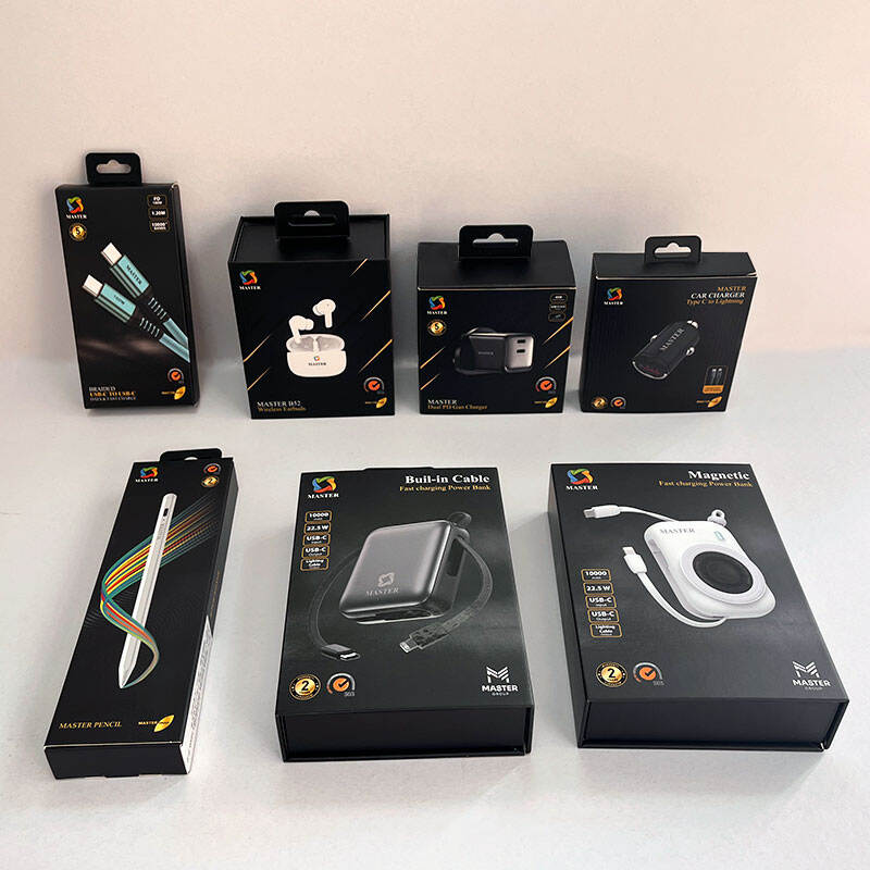 Wholesale Eco-Friendly Recycled Electronics Packaging Custom Paper Display Boxes UV Coating Embossing Featuring Unique Hanging