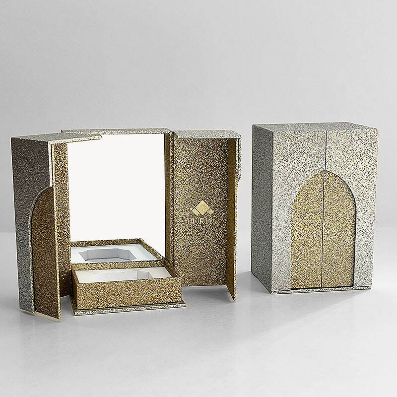 Customized Design Black Double Door Hard Cardboard Paper Empty Perfume Bottle Box Luxury Gift Perfume Packaging Box