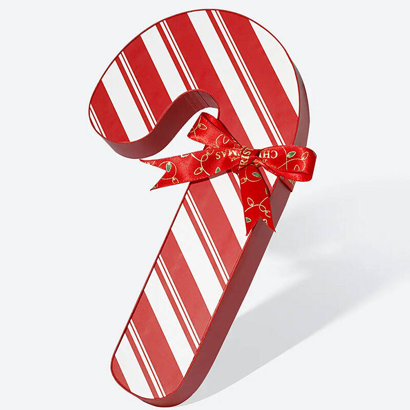 Red Striped Cane Shaped Candy Chocolate Packaging Box Customizes Christmas Packaging