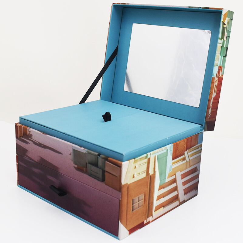 Beauty Makeup Gift Set Paper Box Besopke Paperboard Cosmetic Packaging with 2 Layers and Mirror