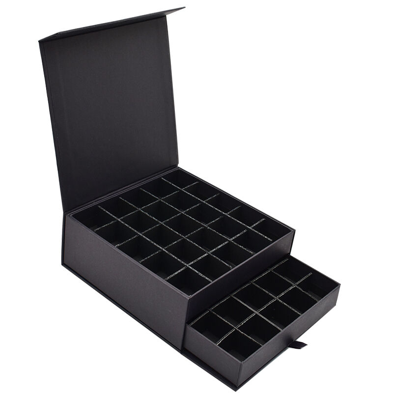 Custom 2 Layers Magnetic Closure Boxes for Chocolate Hard Cardboard Food grade Packaging with Inserts/Compartments