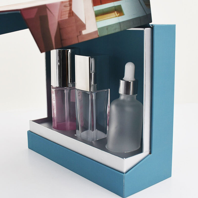 Hard Cardboard Cosmetic Gift Set Packing with EVA Tray Stylish Custom Skin Care Boxes with Logo