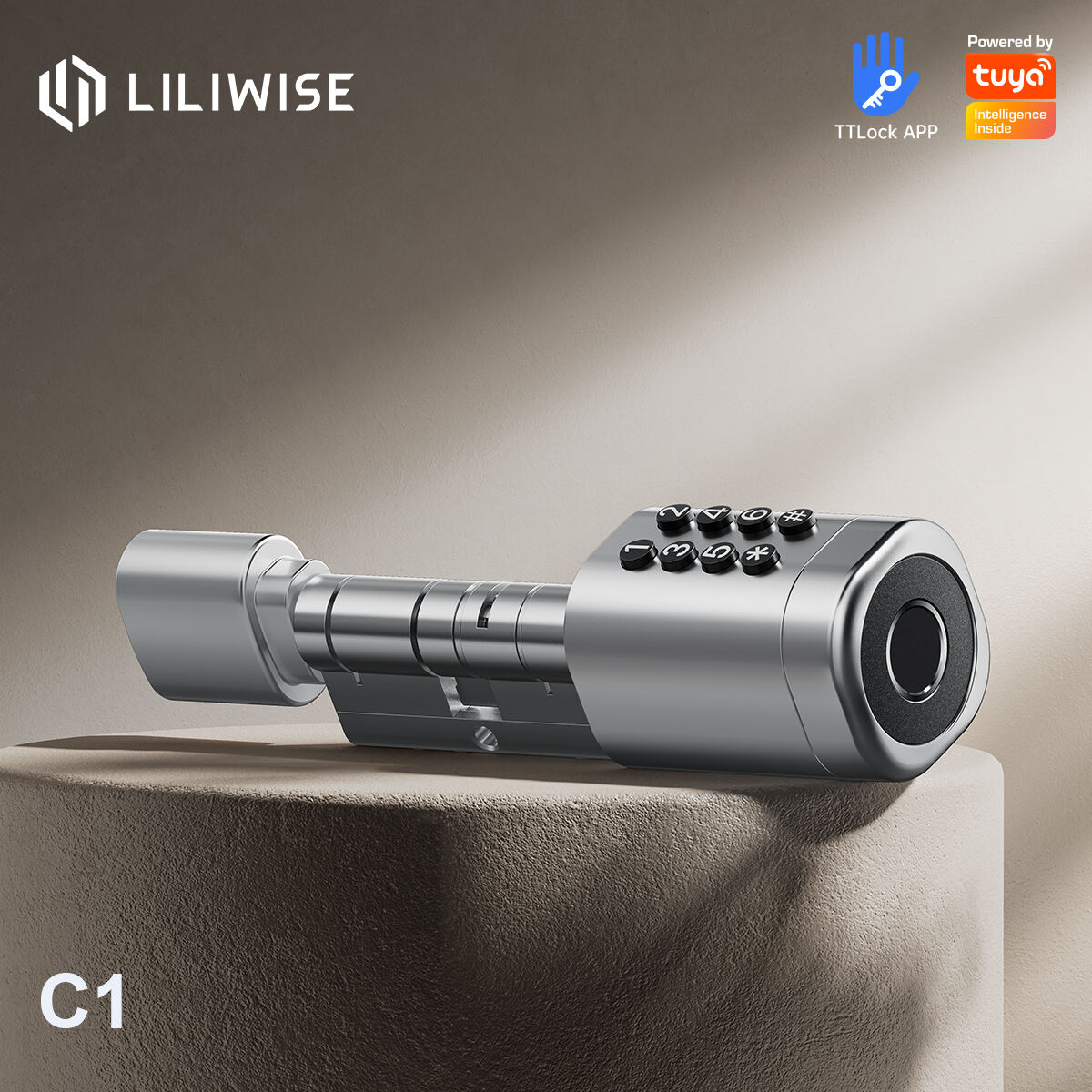Euro Profile Smart Cylinder Lock Tuya/TTlock APP Digital Password RFID CARD Black/Silver_C1