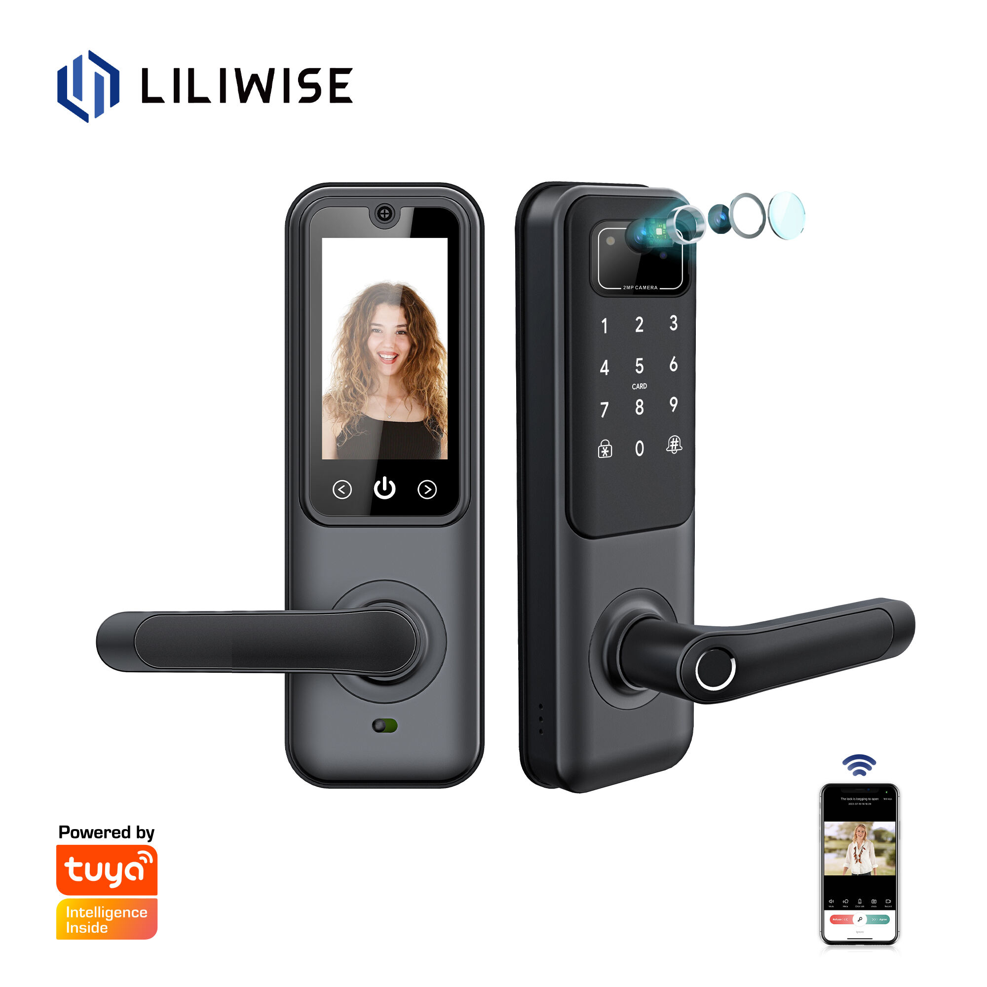 Smart Home Video Door Lock with Camera+Doorbell+Face+APP Remote Control