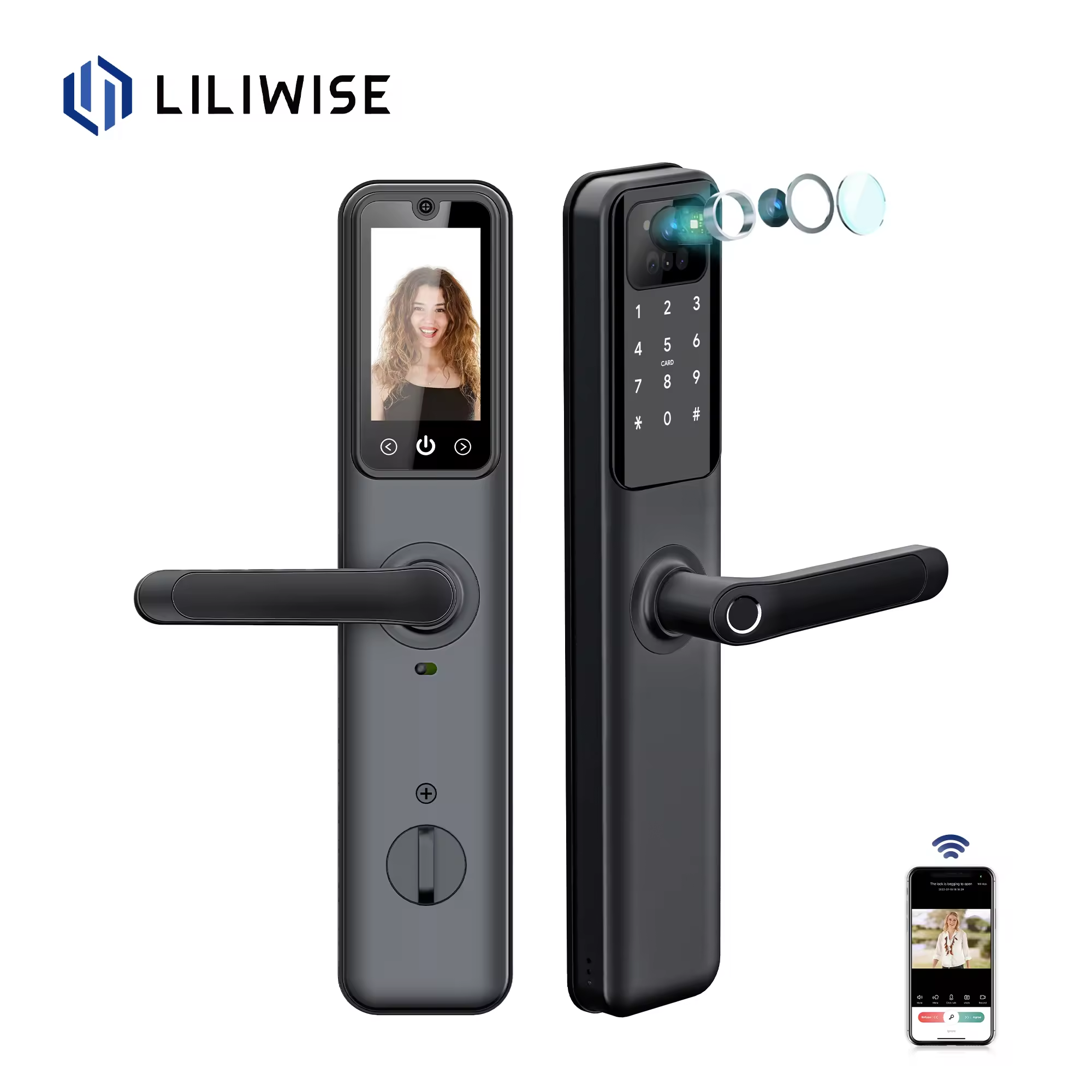 Fingerprint Keyless Entry Video Smart Door Lock with screen for Home And Apartment 