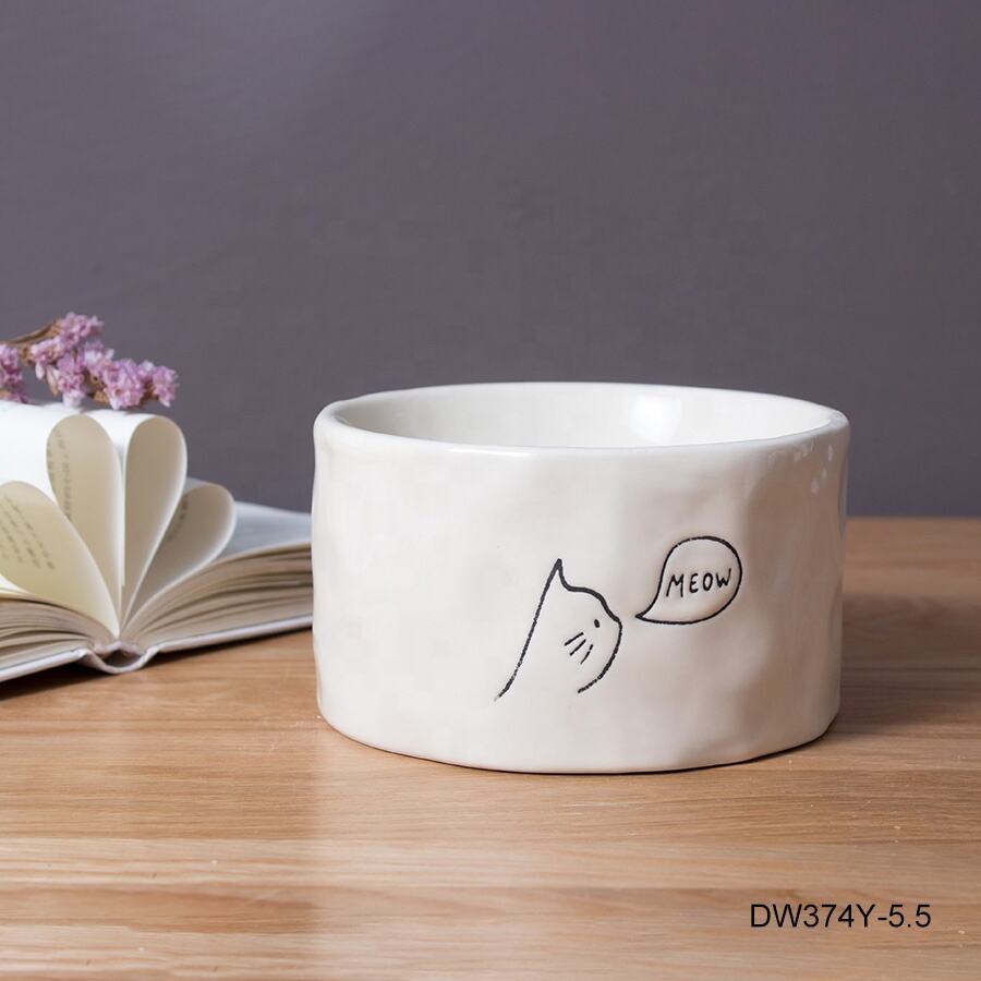 Custom Pet Food Bow Water Dish Porcelain Pet Slower Feeder Ceramic Cat Dog Feed Bowl