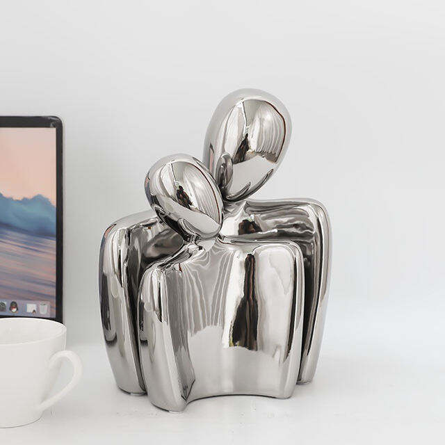 2025 Valentine's Day Gift Ideas Christmas Ornaments Silver Couples Ceramic love Couple Statue for Home Decor