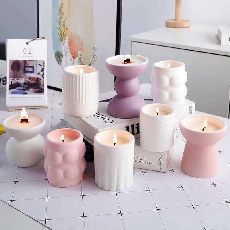 Pomarańczarnia ceramiczna w nordyckich kolorach z matową powłoką do aromaterapii, cylinder z dekoracyjnym naczyniem na świecę, pomalowany ceramiczny uchwyt na świecę