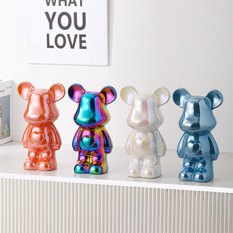 New Nordic Colorful Bear Ornaments Small Size Creative Home Decorations Ceramic Decorative Statues Minimalist Decor