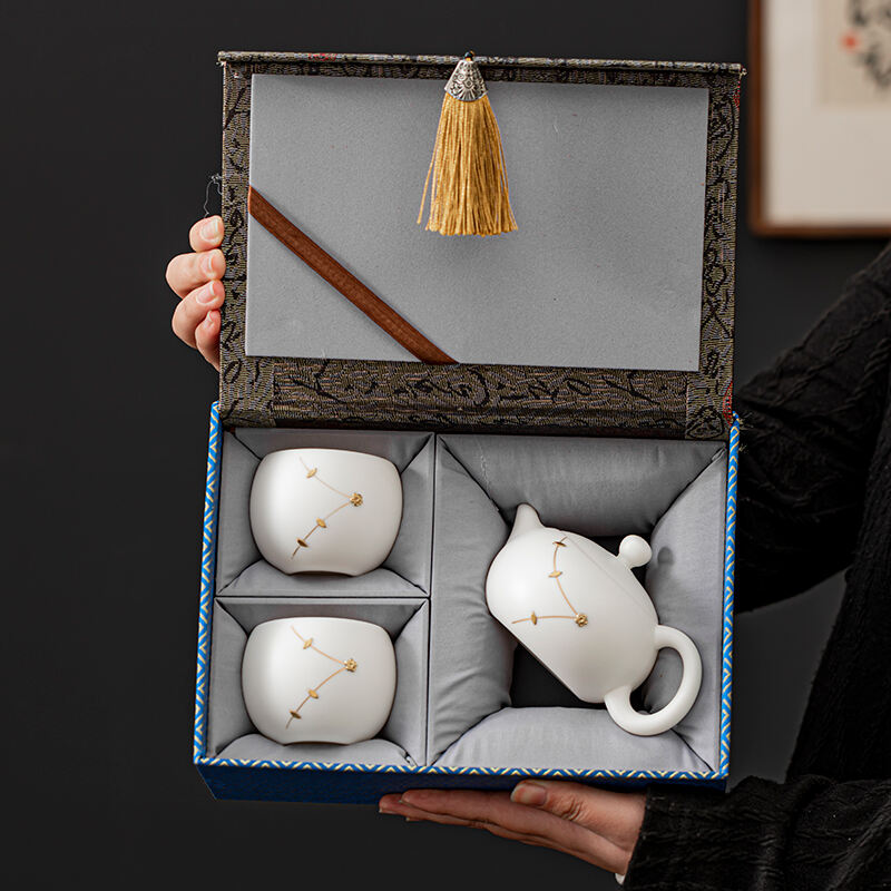Scatola Regalo Porcellana Bianca Dehua Personalizzata Set da Tè Ceramico Scatola Regalo Ceramica