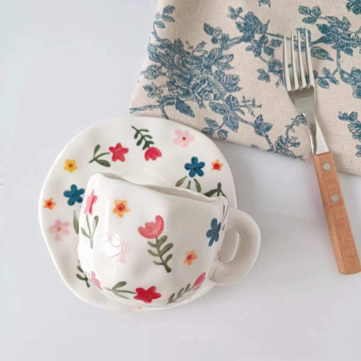 Hot Selling Handmade Unique Design Irregular Ceramic Tea Cup Set Coffee Cup Ceramic Mug for Latte Espresso