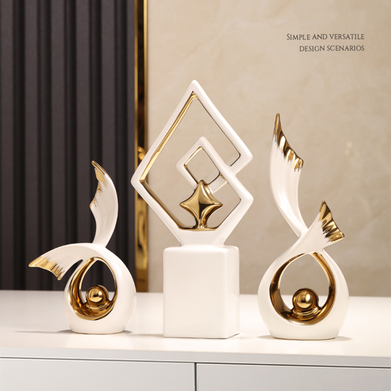 Modern Nordic Luxury Porcelain Ornaments Abstract Art Sculptures for Home Decor Office Unique Creative Ceramic Home Decoration