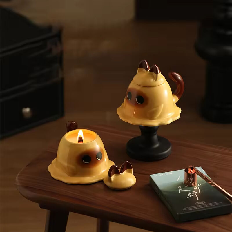 Cute Siamese Cat Gift Birthday Ornament Aromatherapy High Appearance Level Ceramic Jar Soybean Oil Fragrance Scented Candle