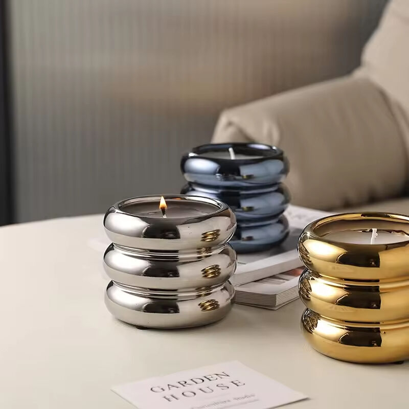 Ceramic Luxury Pillar Candles Making Kit Wax Jars Vessels Candle Box Packaging Empty Candle Jar