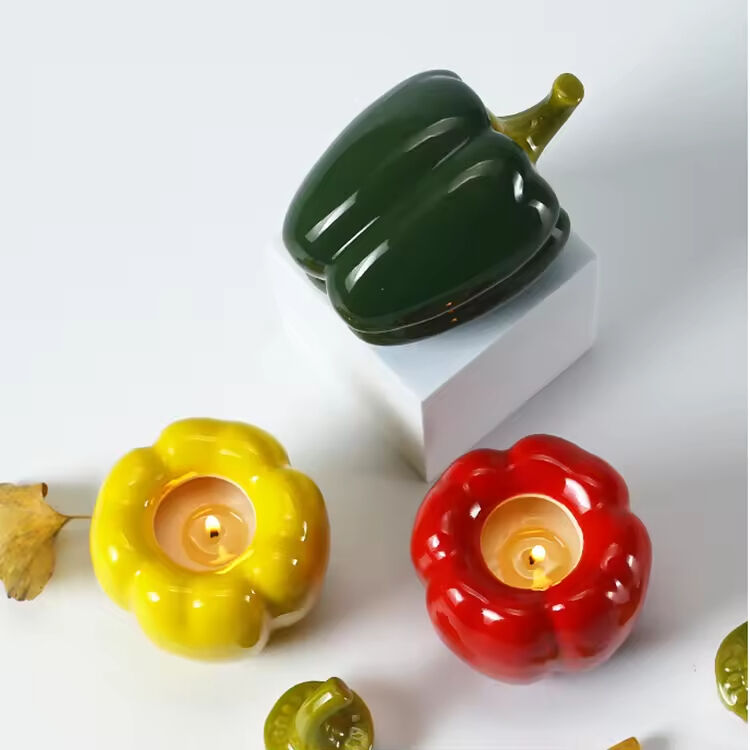 Unique Creative Pepper Shaped Ceramic Jar for Candle Making Home Scented Natural Soy Wax Scented Candle