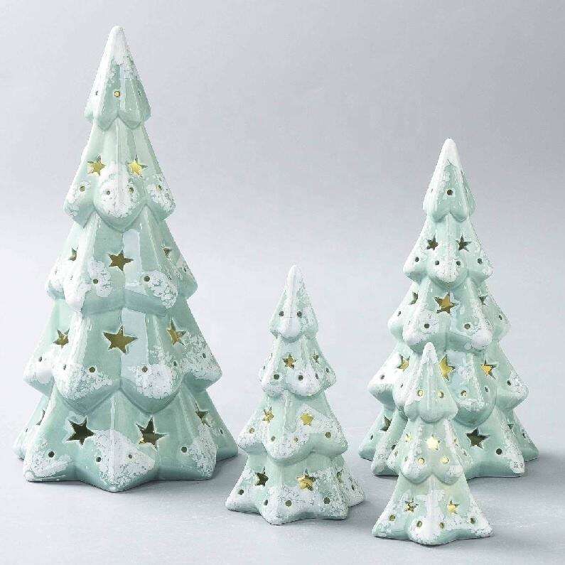 Krismas Buatan Tangan Ramah Alam Pohon Krismas Ceramic Penyu rumah Hiasan Pohon X-mas Porcelain Luar LED Hiasan Kerajinan