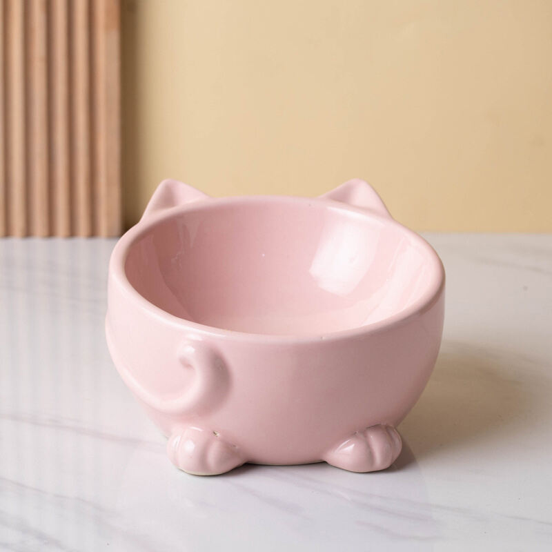 Sale Cute Cat Shape High Foot Stand Food Water Pet Dog Cat Raised Bowl Dog Bowl Stand Pet Bowl Ceramic