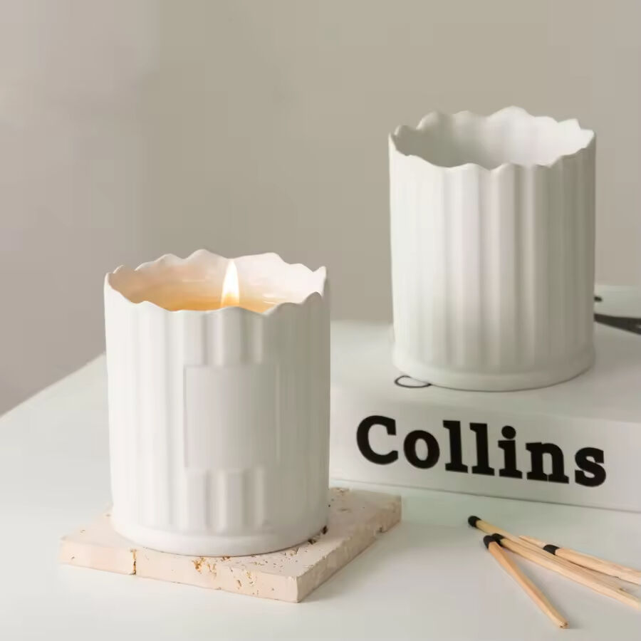Luxury INS Pure White Ceramic Jar Powder Fired Ceramic Candle Jar Aromatherapy Jar
