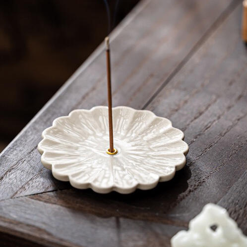 Vật trang trí nhà cửa bằng gốm Bình đốt nhang Có hình hoa Dùng dán bàn Đĩa khay Giá đỡ cho bộ dụng cụ Zen Phật giáo