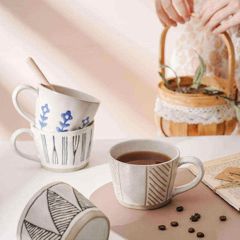 Coffee Cup and Saucer Set Ceramic Wholesale Creative Scandinavian High Color Design Sense Home European Business Morandi Cups