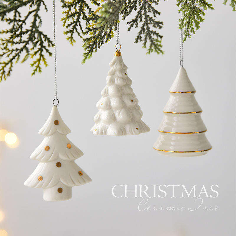 Christmas Gift Ornaments Nordic Ins Ceramic Christmas Mini Christmas Tree Pendant