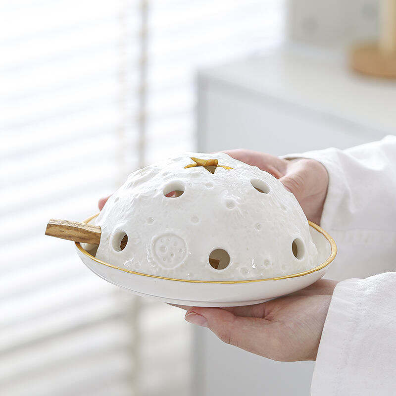 New Arrival Porcelain Custom Nordic Home Decorative Modern Ceramic Holy Stick Sage Incense Palo Santo Holder With Lid