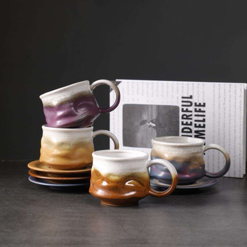 2025 new Style Ceramic Cup Stoneware afternoon Tea Cup 240ml Mug for Latte porcelain Ceramic Coffee Cup With Saucer set