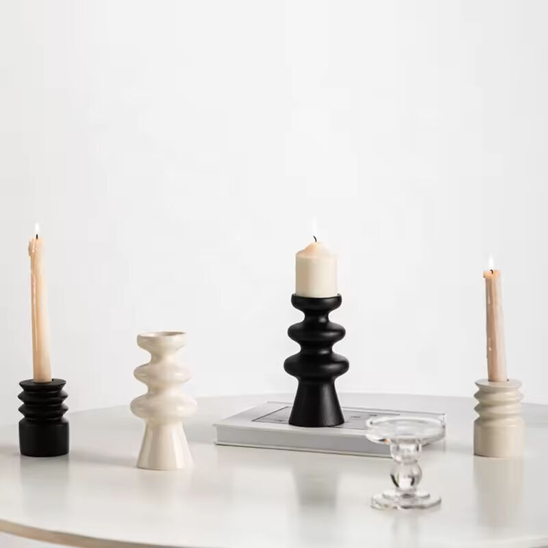 Modernong Palamuting Puting Seramika na Holder ng Kandila na Vessel na Malaki at Matangkad na Pillar na Tapper Candlesticks na Palamuti sa Bahay na Lanterns at Mga Jar ng Kandila