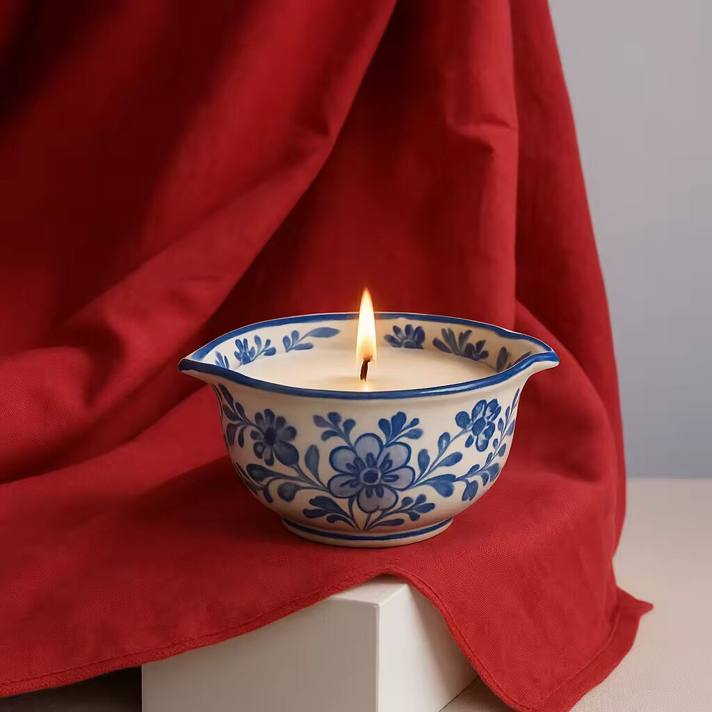 Modernong Matte na Holland Pottery na Seramika na Holder ng Kandila na Vessel na May Kustomadong Decal na May Takip na Nakalagay para sa Araw ng mga Puso na Palamuti sa Bahay para sa Jar