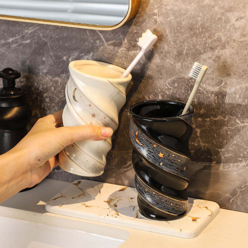 Tazza per Acqua Boccale Creativa e Duratura per Casa, Bagno, Albergo o Bagno Pubblico. Usi Quotidiani Eleganti per Coppie con Tazze per Spazzolini da Denti