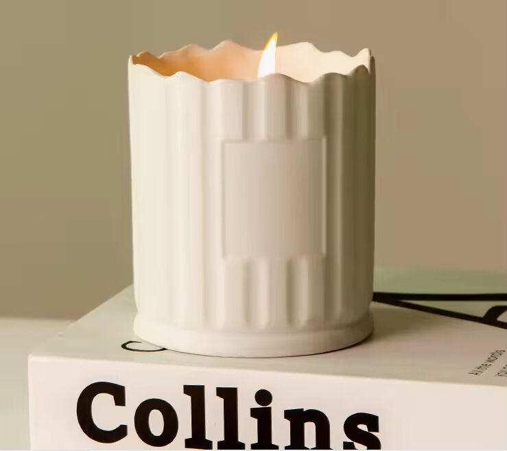 New Style Custom Frosted Round Matte Color Candle Jar Ceramic Candle Jars Nordic Candle Jar White Color for Home Decor