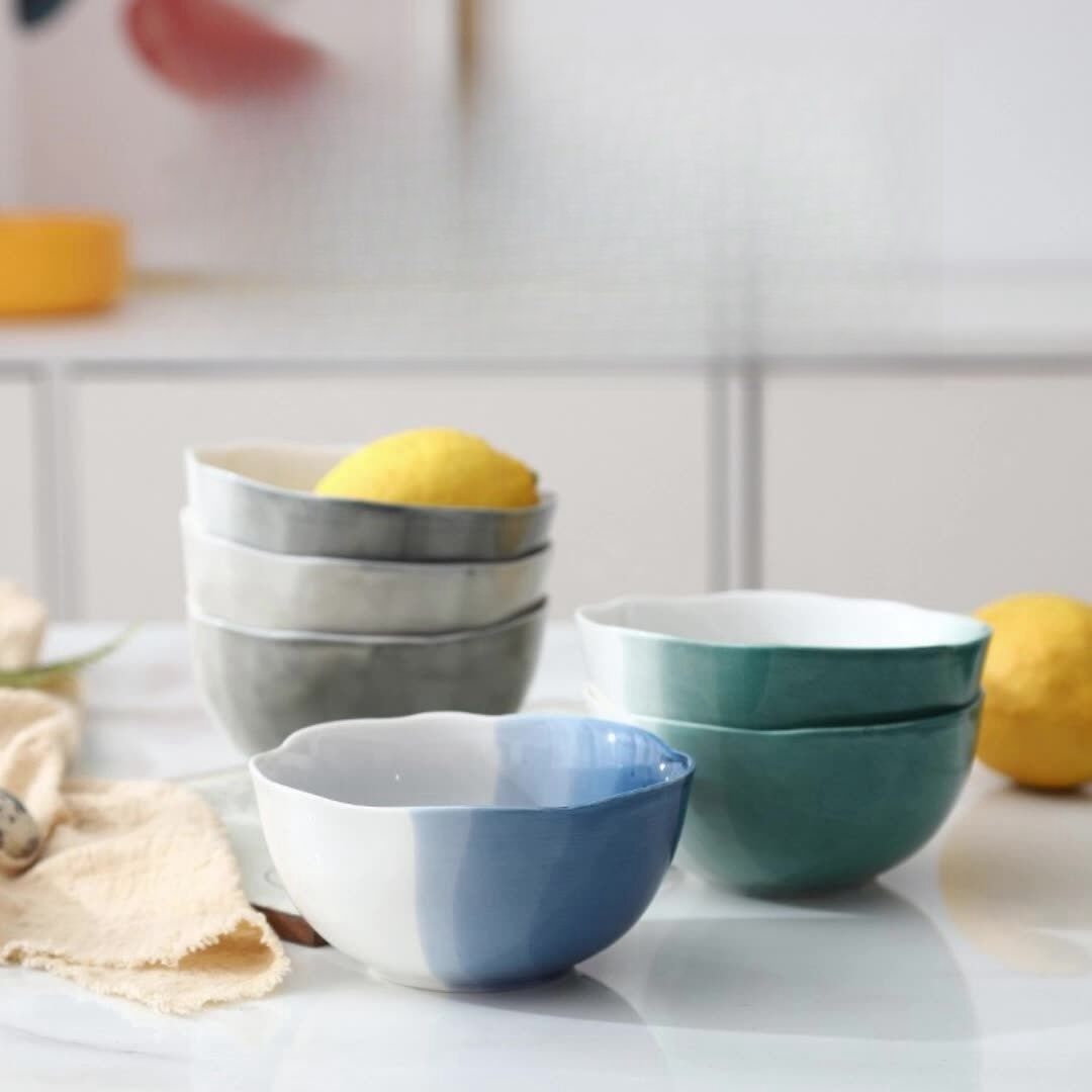 Wholesale Simple Nordic Style Under Glazed Colored 5 Inch Ceramic Ramen Bowl for Home Kitchen