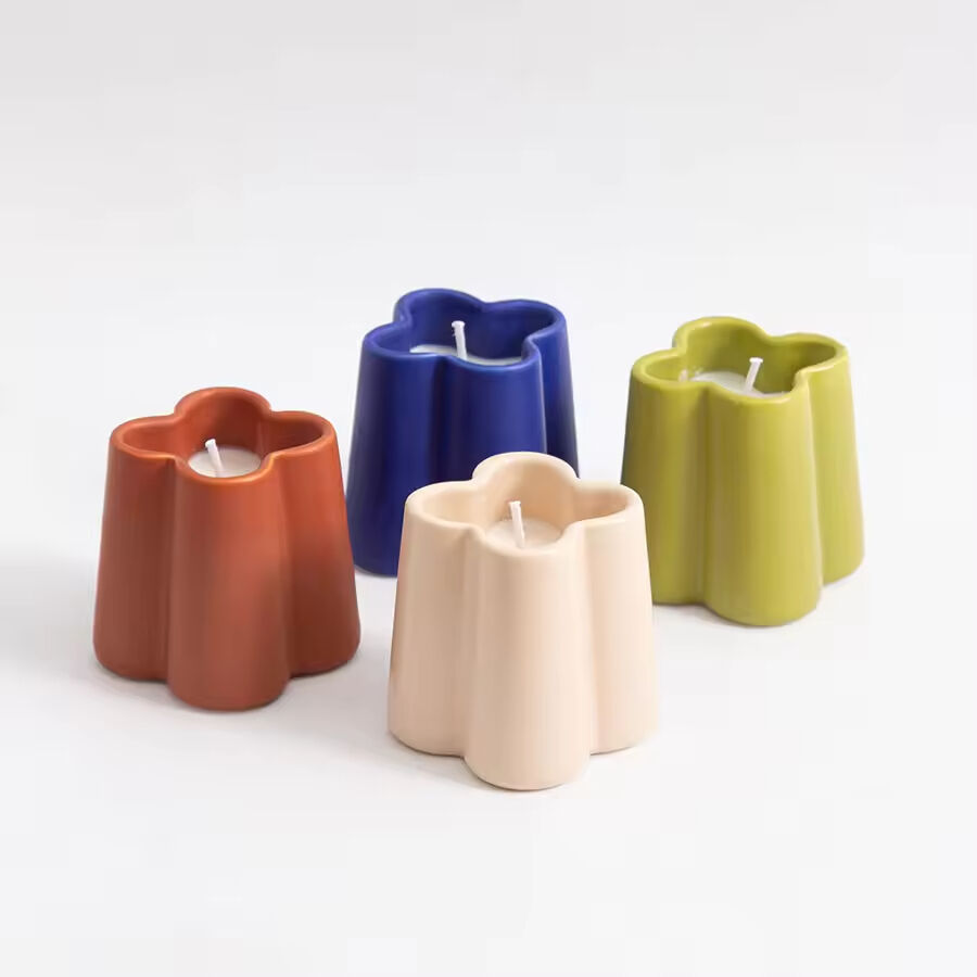 Christmas Unique Candle Making Vessels Iridescent Ceramic Empty Candle Jars Wholesale