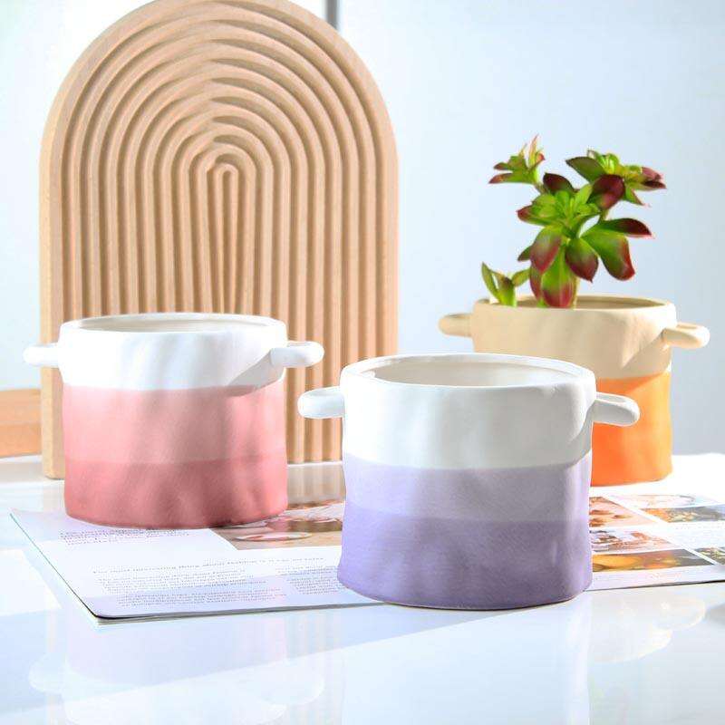 Nordic Style na Palamuti sa Bahay sa Desktop at Opisina na Succulent na Palayok ng Aloe Vera na May Maraming Kulay na Ceramic na Palayok