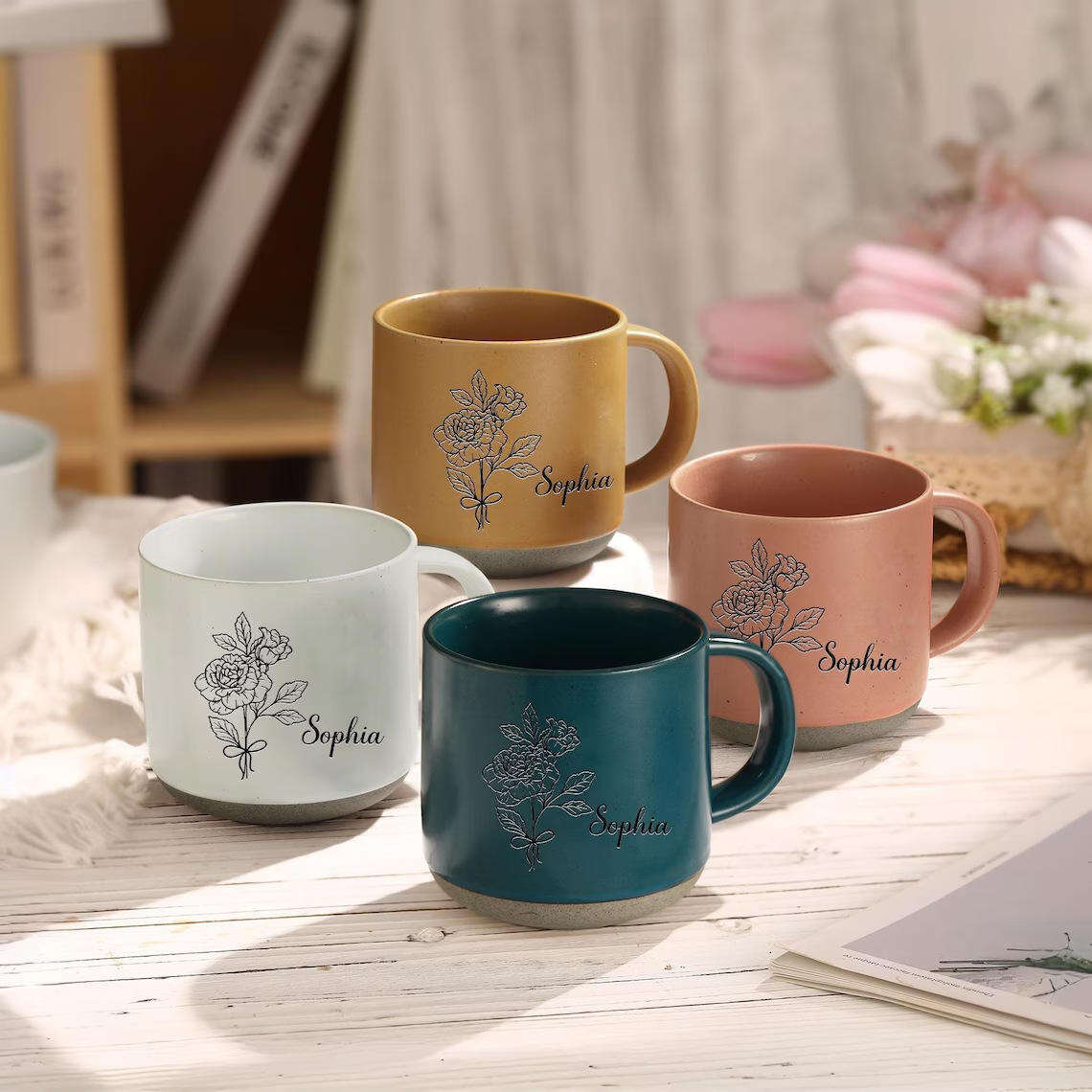 Personalized Rustic Stoneware Mug for Mom Mimi Nana Custom Engraved Coffee Cup Sentimental Gift for Grandmother Bridesmaid Her