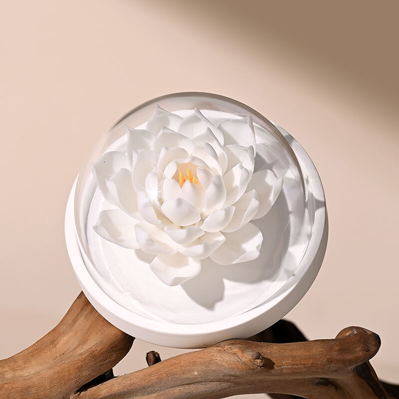 Set di Diffusore d'Aromi con Fiore di Peonia Fluttuante in Porcellana Bianca Non-ereditaria Dehua, Regalo per Matrimoni